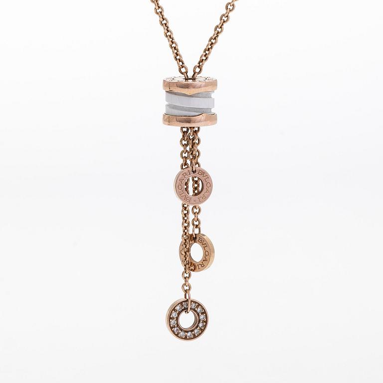 Bulgari, collier, "B.zero1", 18K guld, keramik och diamanter.