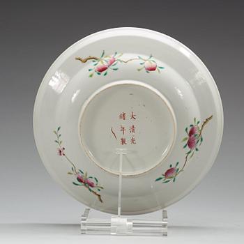 A famille rose dish, China, presumably Republic, 20th Century, with Guangxu six character mark.