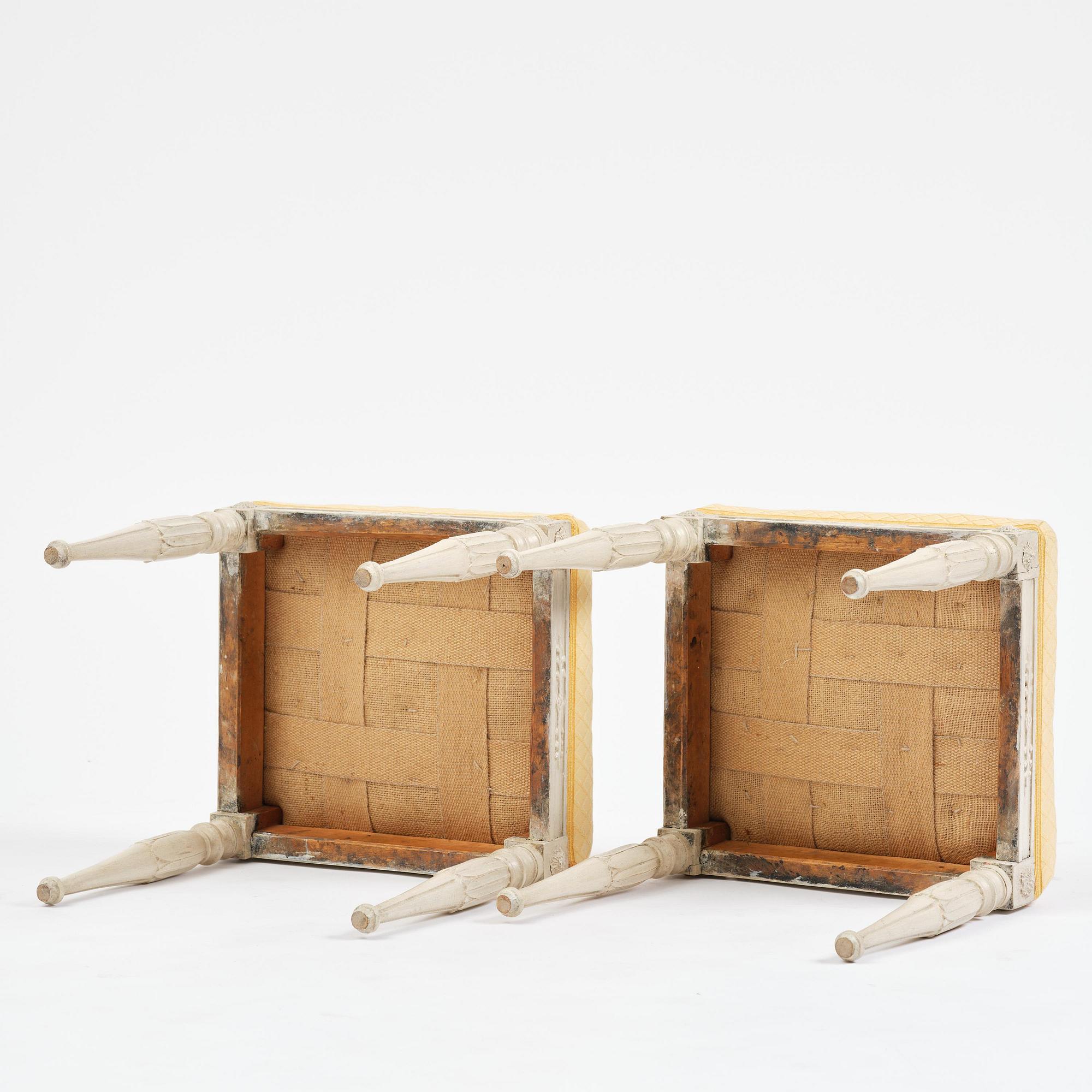 Taburetter, ett par, Stockholmsarbeten från omkring år 1800, Sengustavianska.