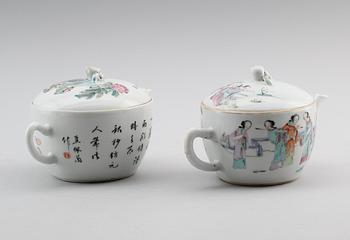 KANNOR, 2 st, porslin, Kina, 1800-tal.
