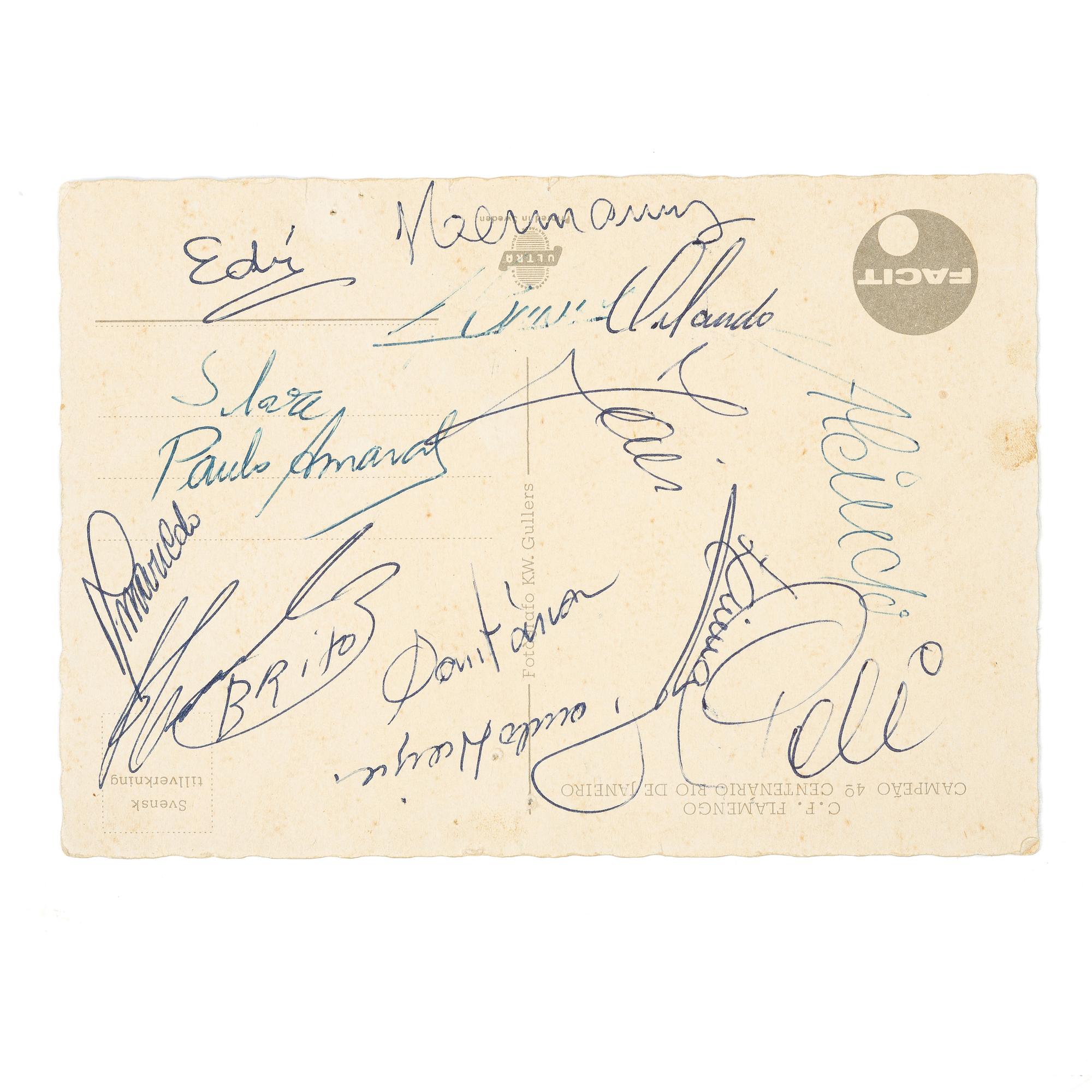 Autographs, Brazilian footballers, including Pelé, 1966.