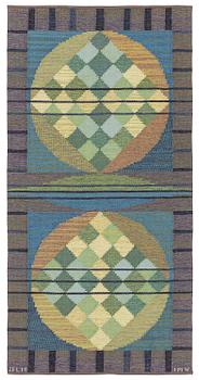Inga-Mi Varneus Rydgren, a carpet, flat weave, c 207 x 104.5 cm, signed JLH IMV.