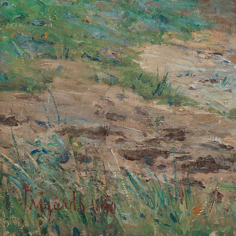 Carl Trägårdh, Landskap med kor och vallpojke vid vattendrag -  Grez-sur-Loing.