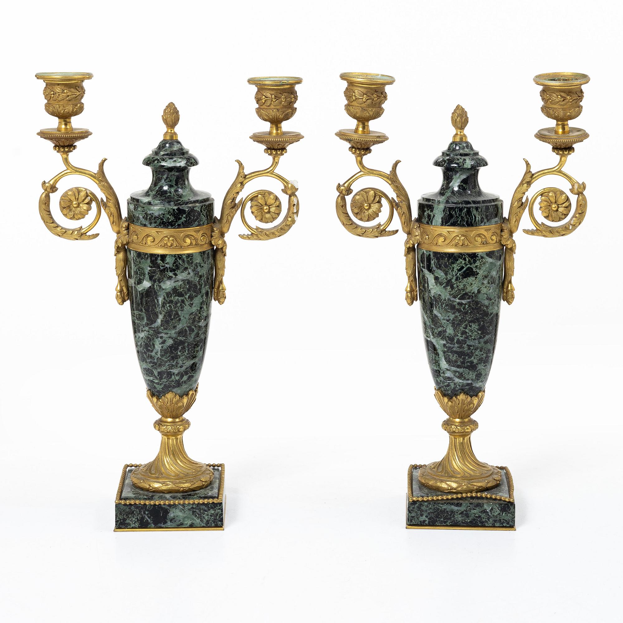 A pair of candelabras, around 1900.