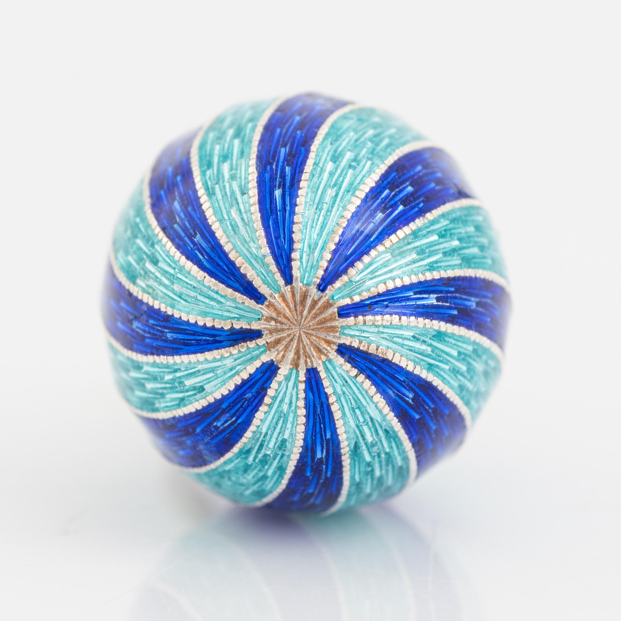 W.A. Bolin, egg, 18k gold and silver with enamel.