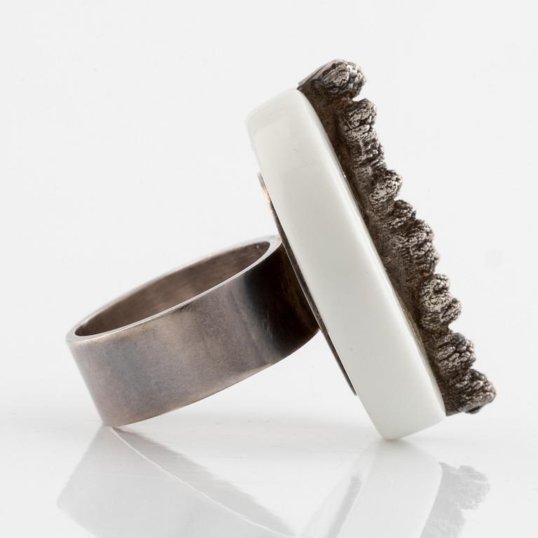 Anton Michelsen, bracelet and ring, silver and porcelain.