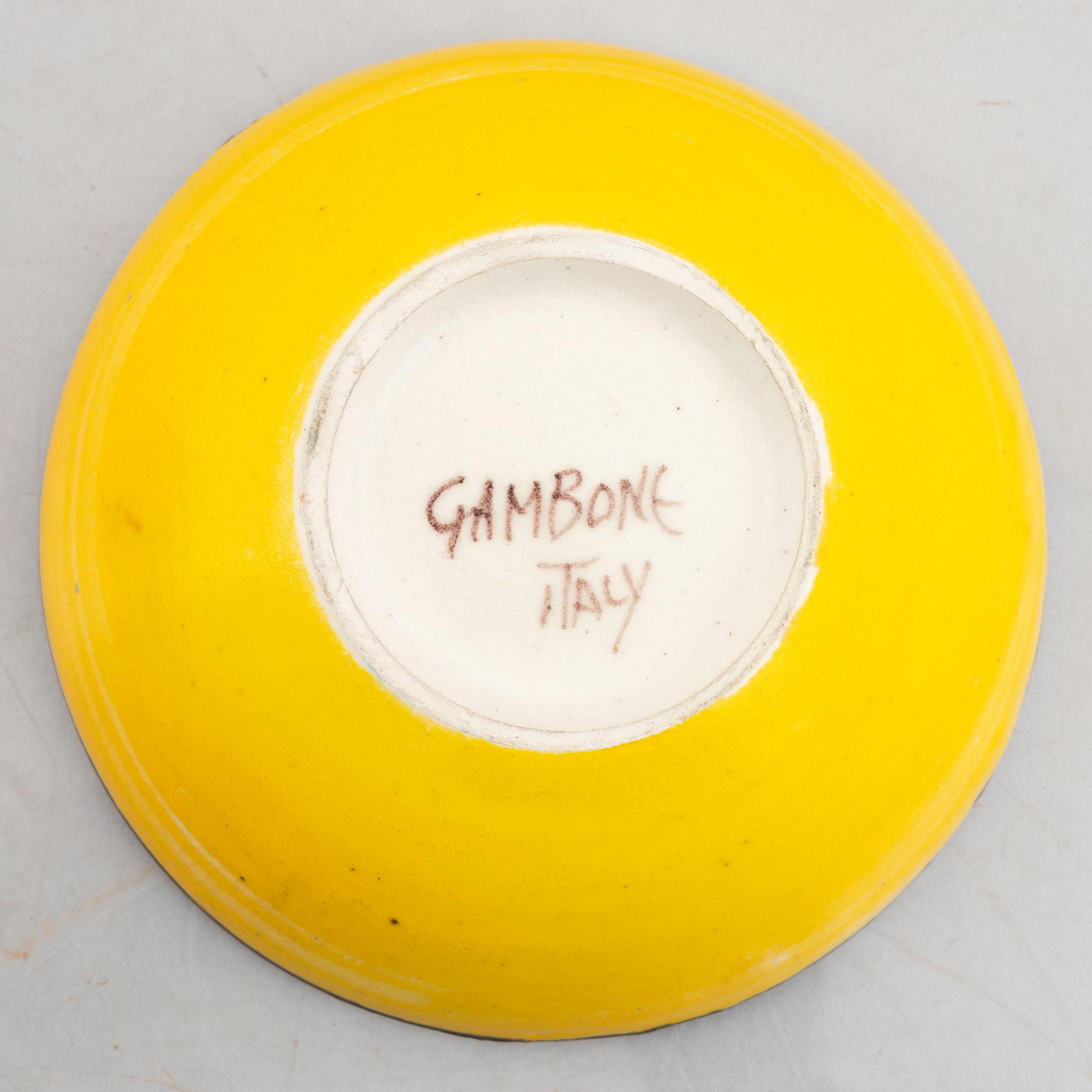 A ceramic bowl and a box with cover, Gambone, Italy, mid 20th Century.