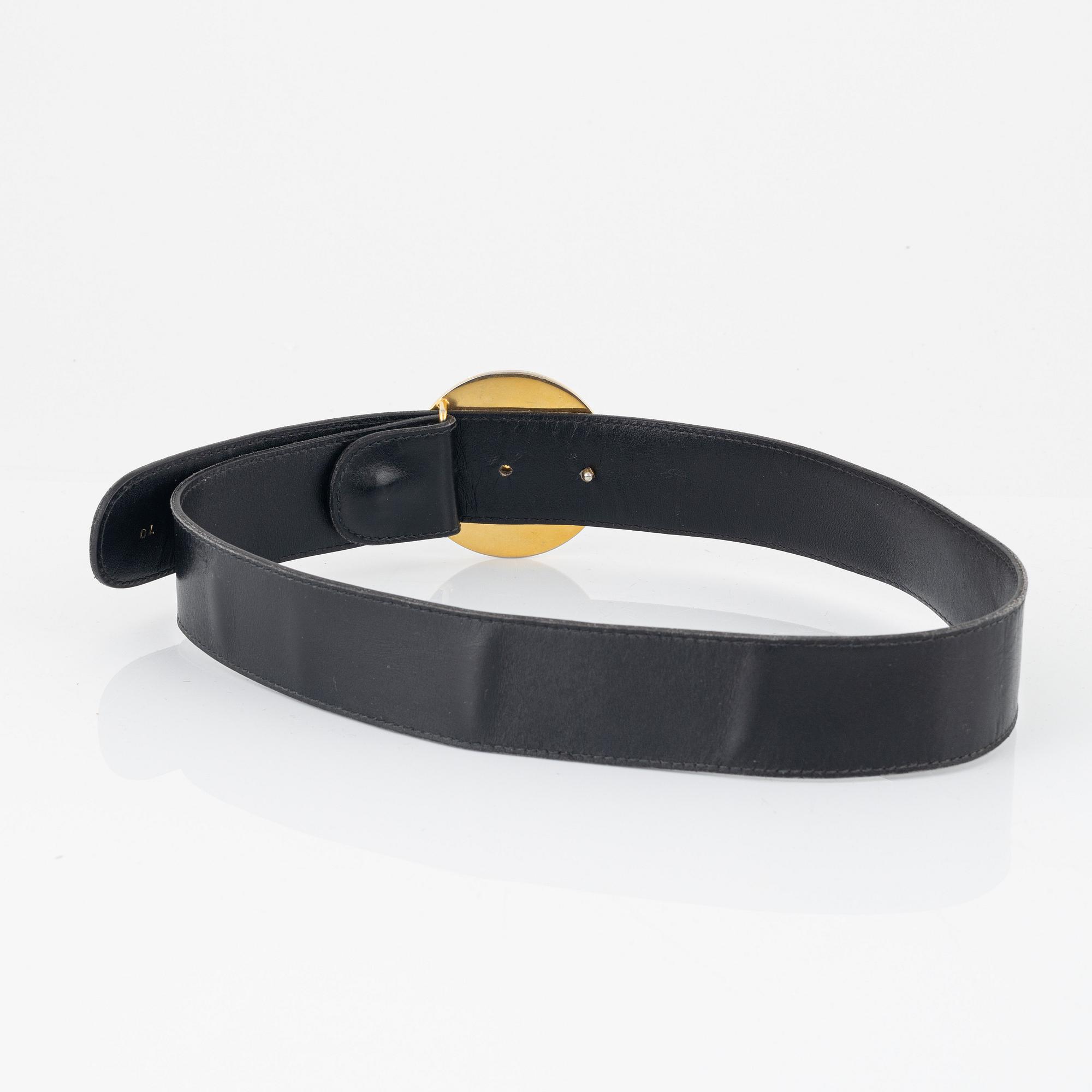 Gucci, two black leather belts, size 70-85.