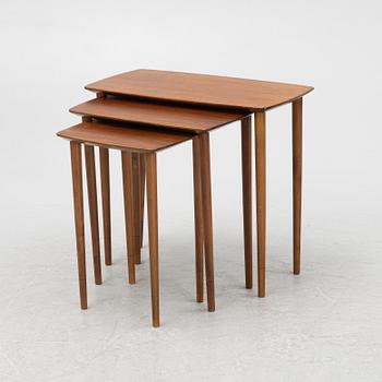 A three-piece nesting table, Jason, Ringsted, Denmark, second half of the 20th century.