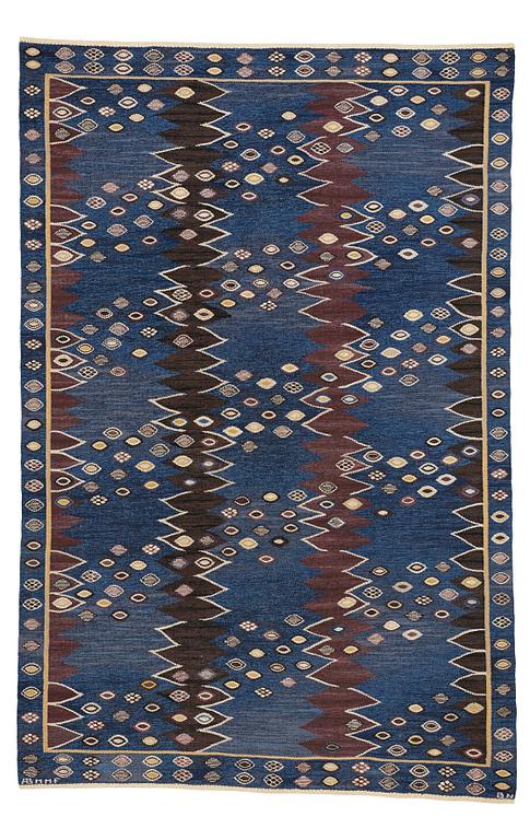 Barbro Nilsson, matta, "Snäckorna", gobelängteknik, ca 309,5-312 x 203-205,5 cm, signerad AB MMF BN.