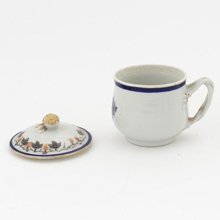 Cremekoppar, tio stycken, kompaniporslin, Kina, Qingdynastin, Qianlong (1736-95).