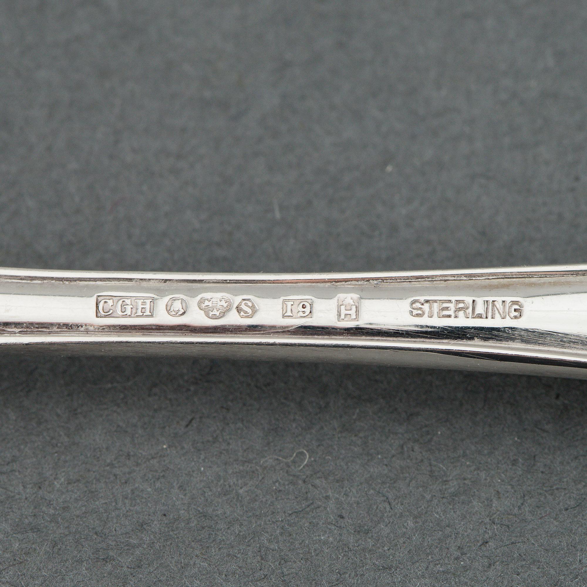 FISKBESTICK, CG Hallberg, silver, 12 delar.