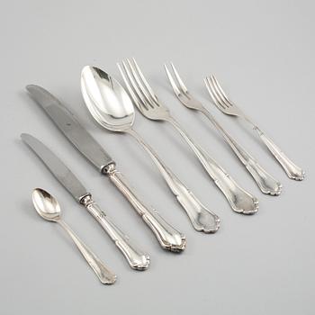 BESTICK, 11 + 55 st, silver samt nysilver, "Saga", 1900-tal.
