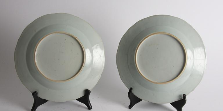TALLRIKAR, ett par, porslin, Kina, 1700-tal.