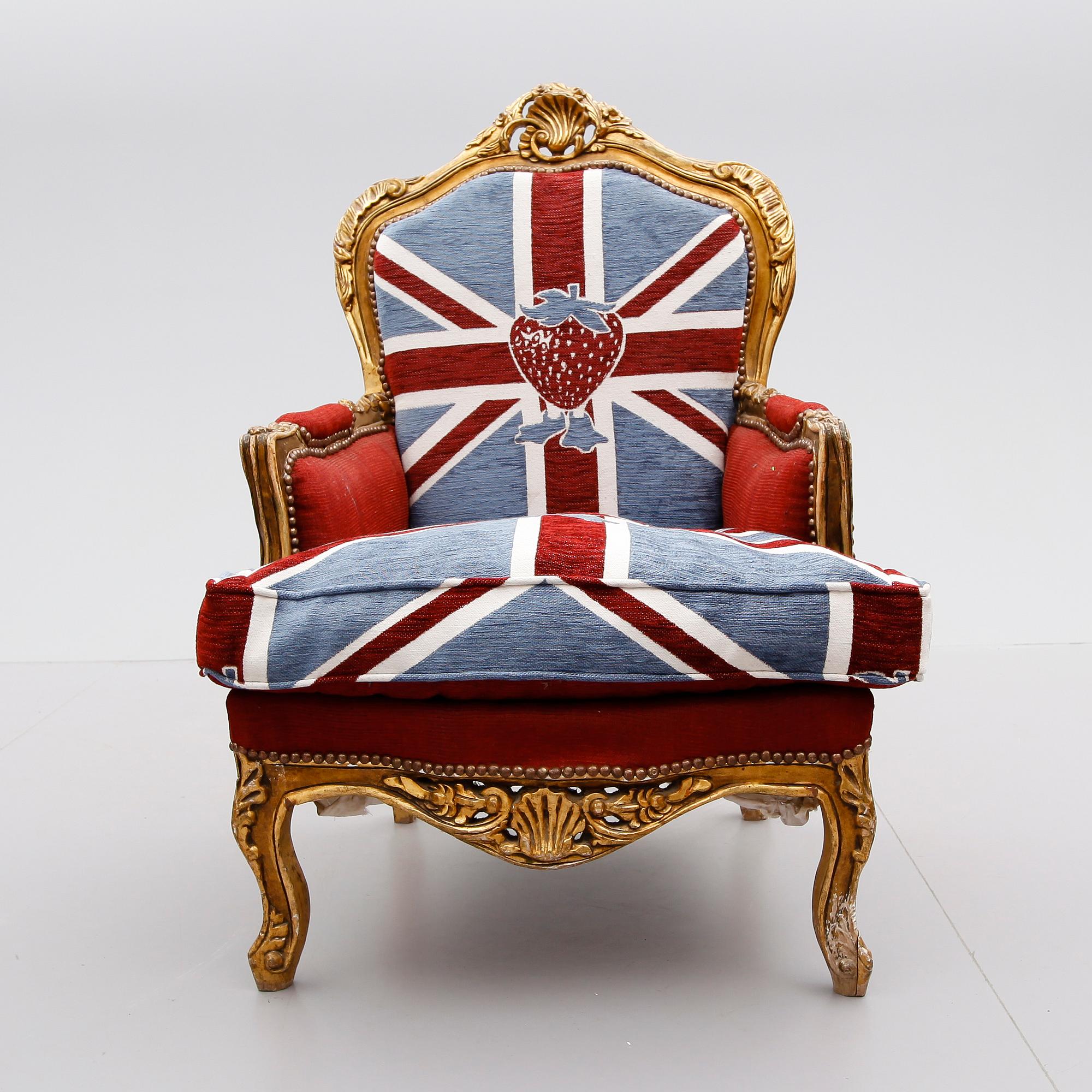 FÅTÖLJ, rokokostil, 1900-/2000-tal.