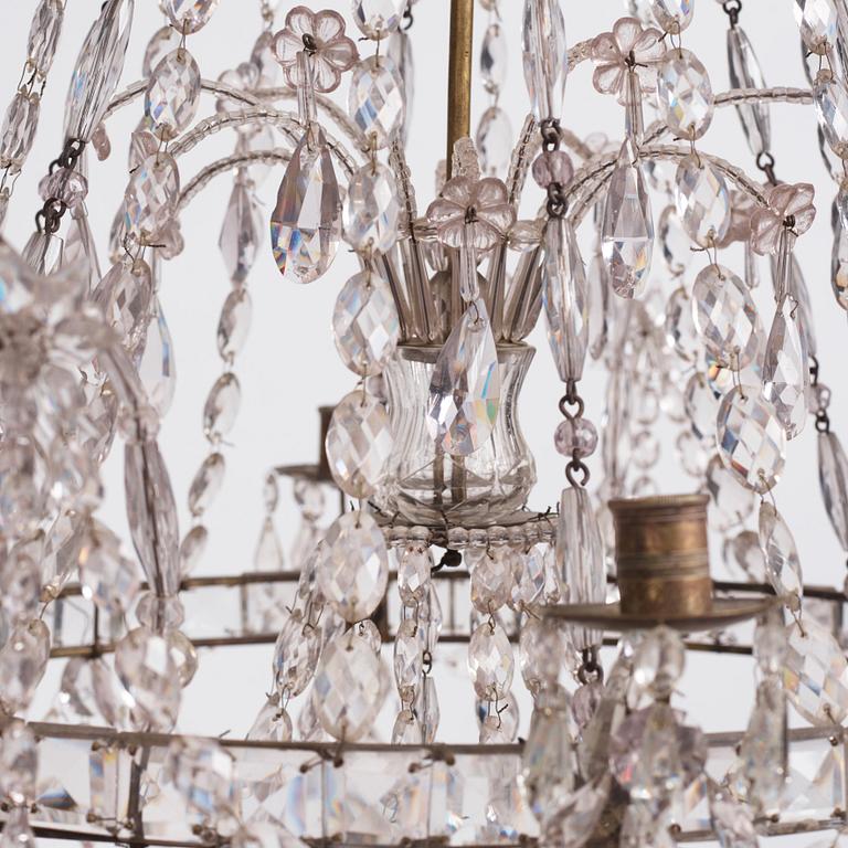 An Austro-Bohemian Louis XVI silvered brass six-branch chandelier, late 18th century.