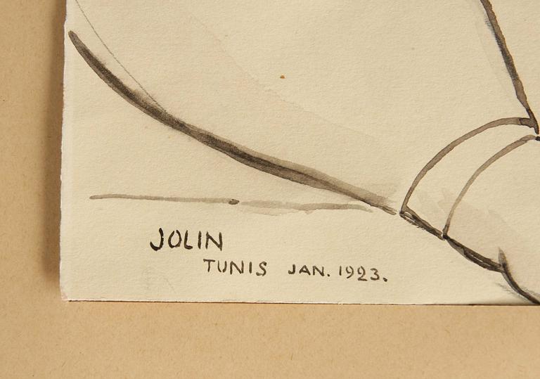 EINAR JOLIN, akvarell, sign. och dat. Tunis Jan 1923.