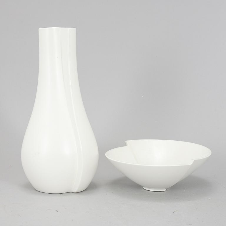 WILHELM KÅGE, a stoneware 'Surrea' vase and bowl from Gustavsberg.