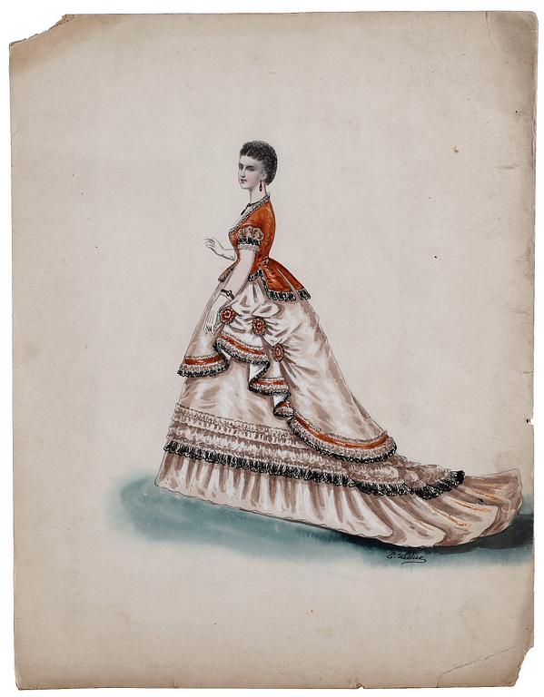 MODEPLANSCHER, 14 st, bla Ernest Leduc, 21 rue des Acacias, Montmartre, Paris 1800-talets andra hälft.