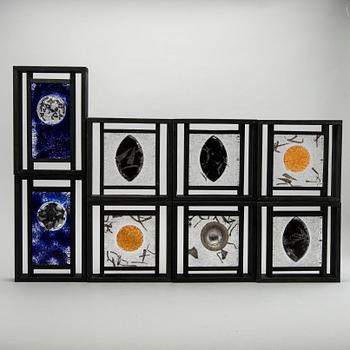 MONICA BACKSTRÖM, 8 pcs glass, Kosta Boda signed.