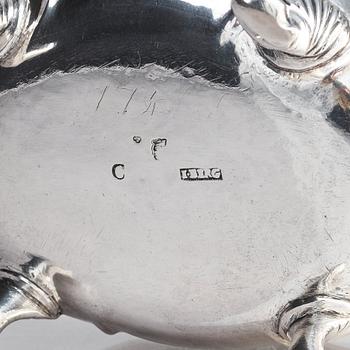 A Swedish 18th century Rococo parcel-gilt silver cream-jug, marks of Jonas Berg, Stockholm, 1761.