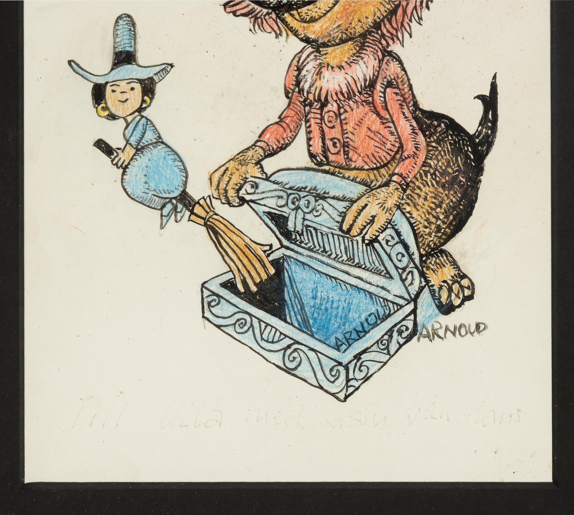 Hans Arnold, tusch och akryl, signerad.