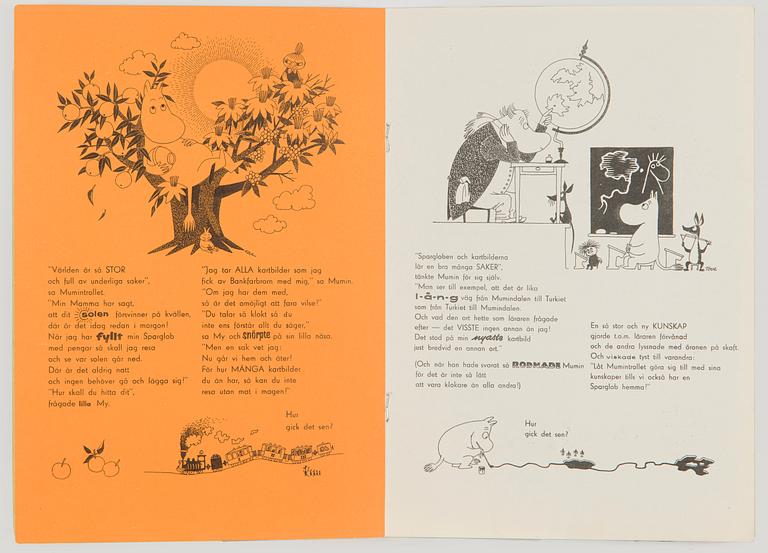 Tove Jansson, Booklet, A Tale of Moomintroll for Föreningsbanken, Helsinki 1956.