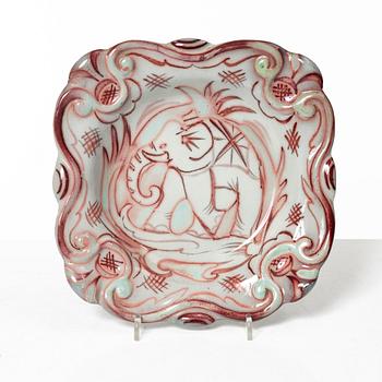 Allan Ebeling, a glazed ceramic dish, dated 1926.