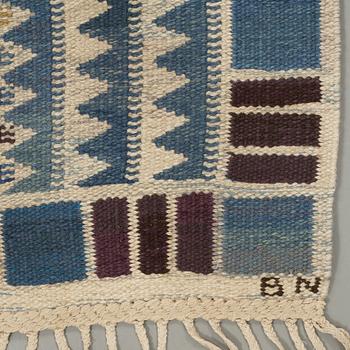 Barbro Nilsson, A CARPET, "Salerno blå", flat weave, ca 310 x 206 cm, signed AB MMF BN.