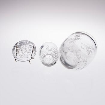 KAJ FRANCK, SKÅLAR, 3 st, glas, signerade K. Franck Iittala.