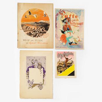 Gunnar Widholm, Book illustrations, 4 pieces.