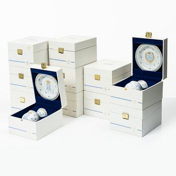 Eleven porcelain custard cups with covers and saucers, Rörstrand, Sweden, second half of the 20th century.