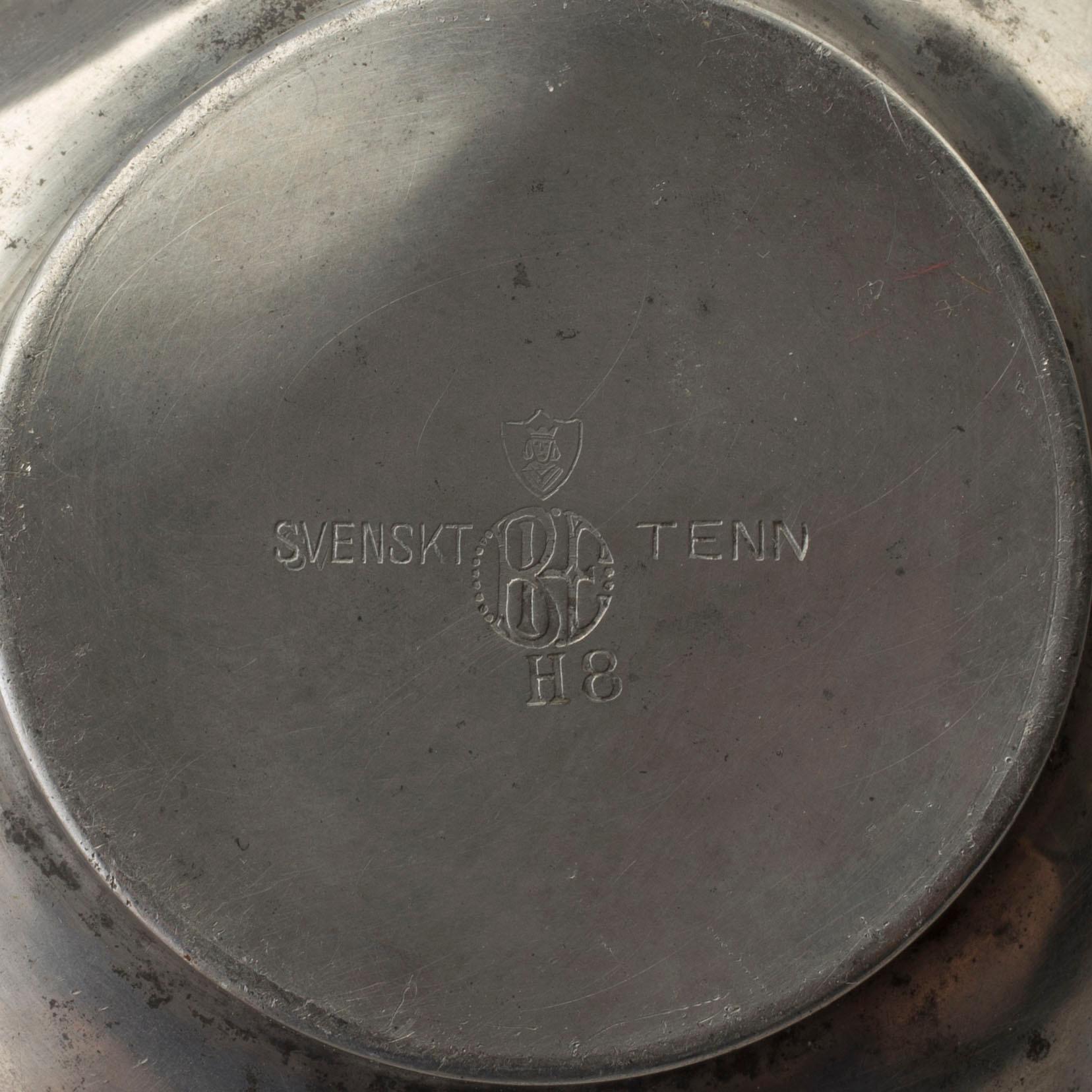 Four 1930s pewter vases, probably Sylvia Stave, two from CG Hallberg.