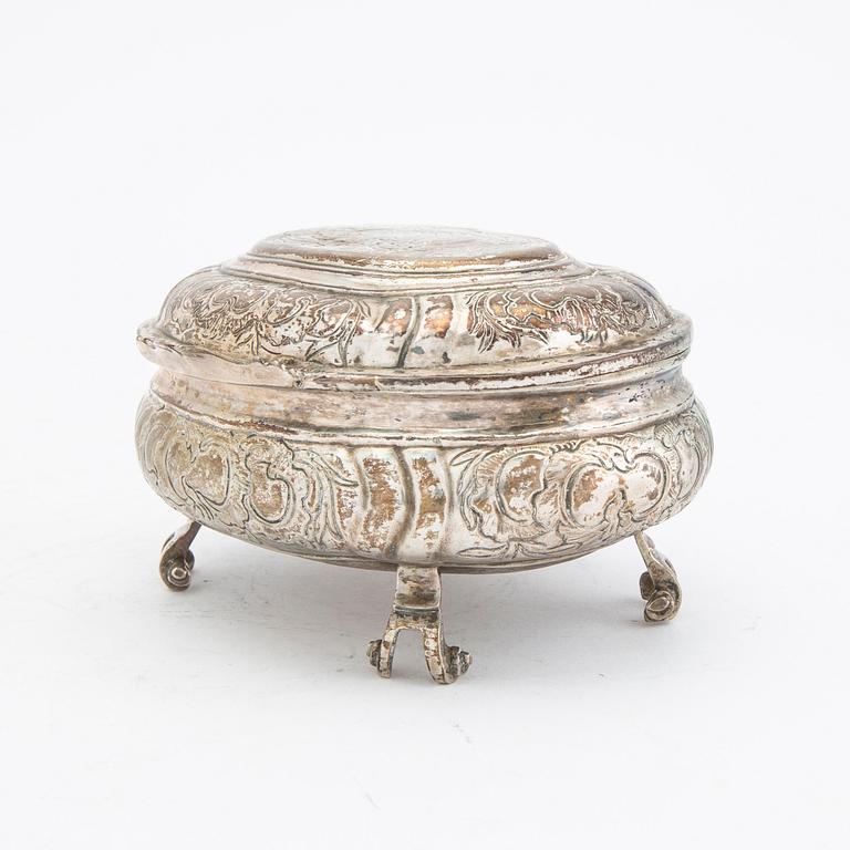 Alderman Fyodor Petrov, sugar box silver, Moscow Russia, 1759-87.