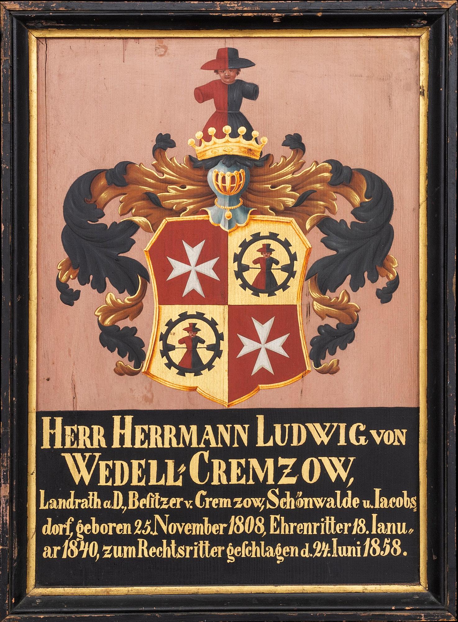 Coat of Arms,  Hermann Ludwig von Wedel 1858.