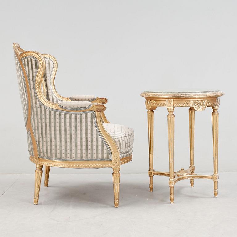 BERGERE SAMT BORD, Louis XVI-stil,  Mobilia, Malmö. 1900-talets första hälft.