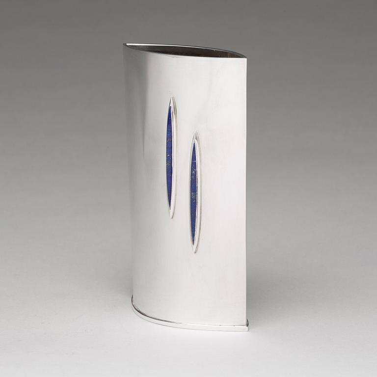 Theresia Hvorslev, a sterling silver vase with lapis lazuli, Lidköping, Sweden 2003.