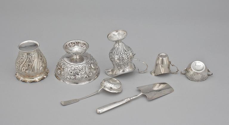 PARTI SILVER, 7 delar, bla Birmingham, England, 1900-talets början. Tot vikt ca 472.