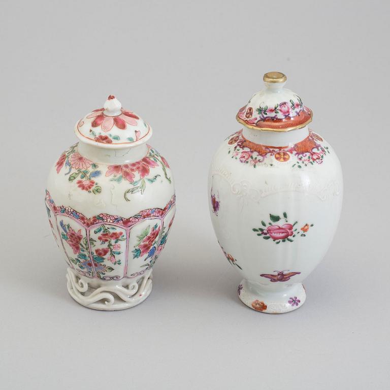 Two famille rose tea caddies, Qing dynasty, Qianlong (1736-95).