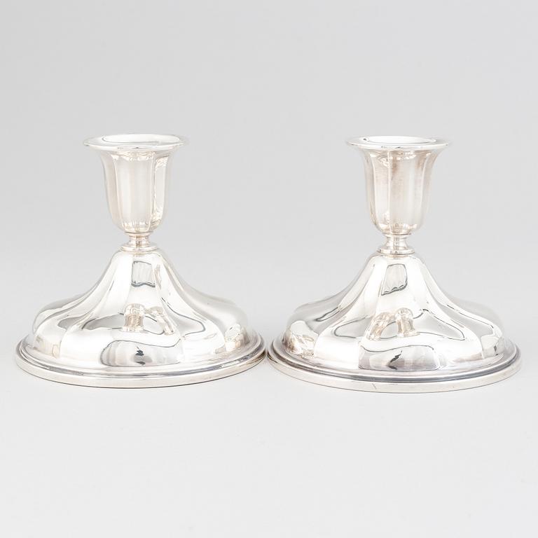 A pair of Norwegian silver candle sticks, mid 20th century.