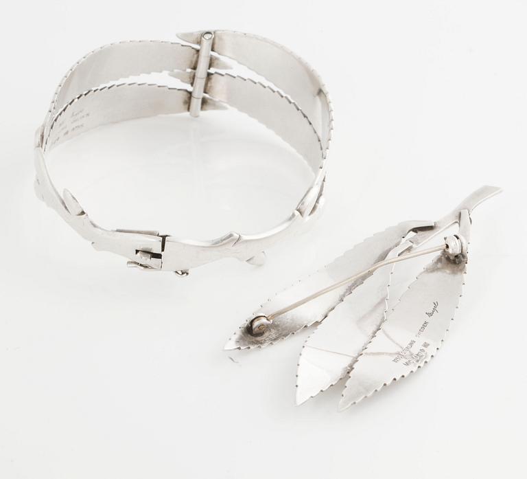 A bracelet and brooch made by Gertrud Engel in Stockholm 1954.