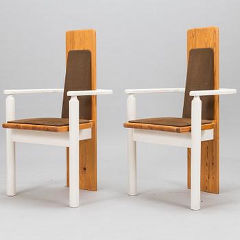 EERO AARNIO, PÖYTÄ JA TUOLEJA, 9 kpl, "Viking", Pan Puu, 1980-luvun alku.