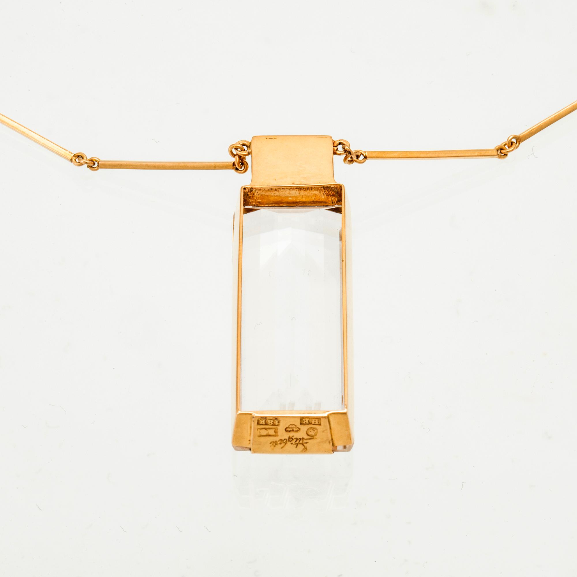 Ateljé Stigbert halsband 18K guld och trappslipad bergskristall 1943.