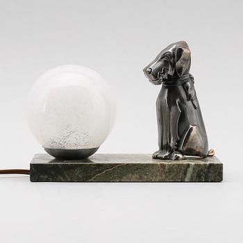BORDSLAMPA, marmor och metall, 1900-talets första hälft.