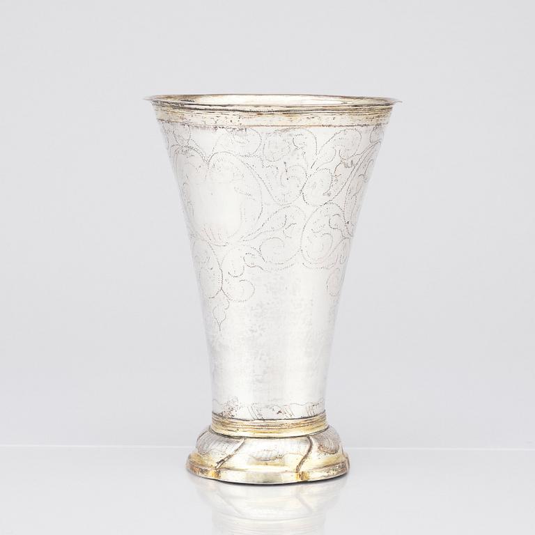 A Swedish 18 century parcel-gilt silver beaker, marks of Carl Fredrik Seseman, Arboga 1792.