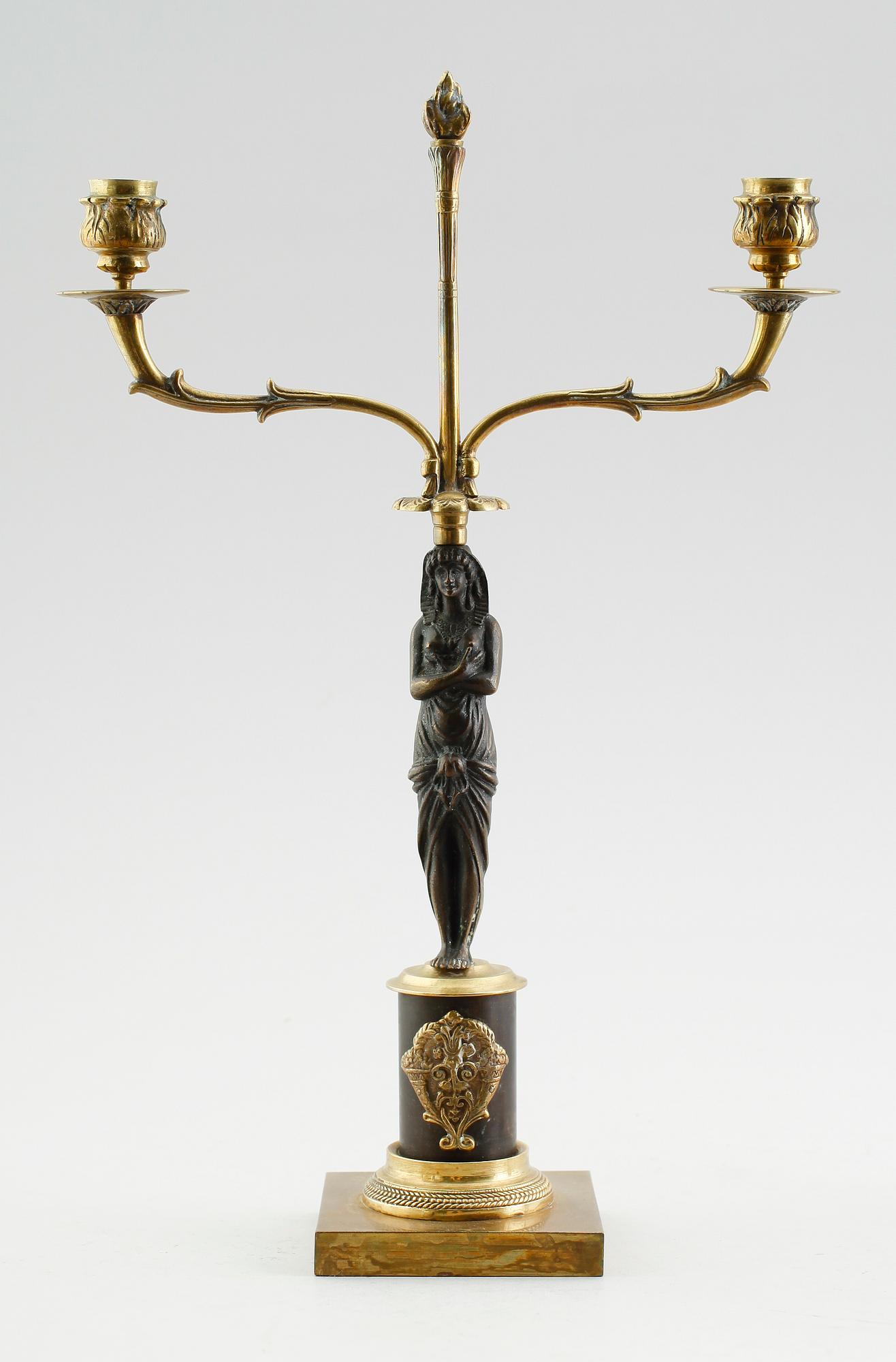 KANDELABRAR, 1 par, empirestil, 1800-/1900-tal.