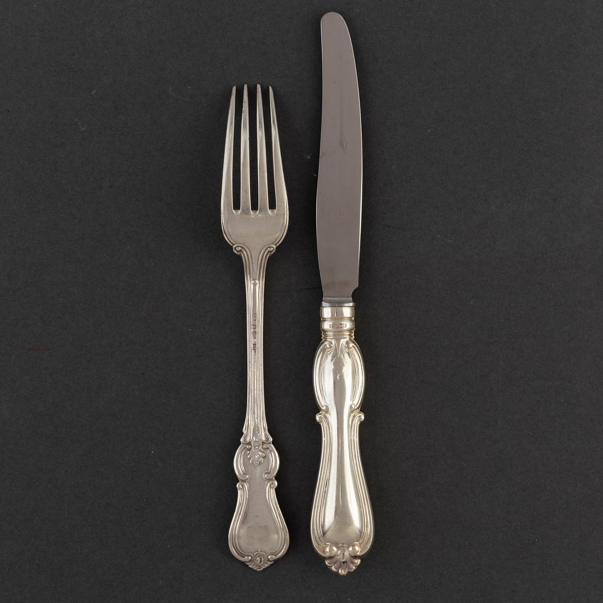 24 psc silver cutlery, 'Olga' 1870-1970s, Stockholm.