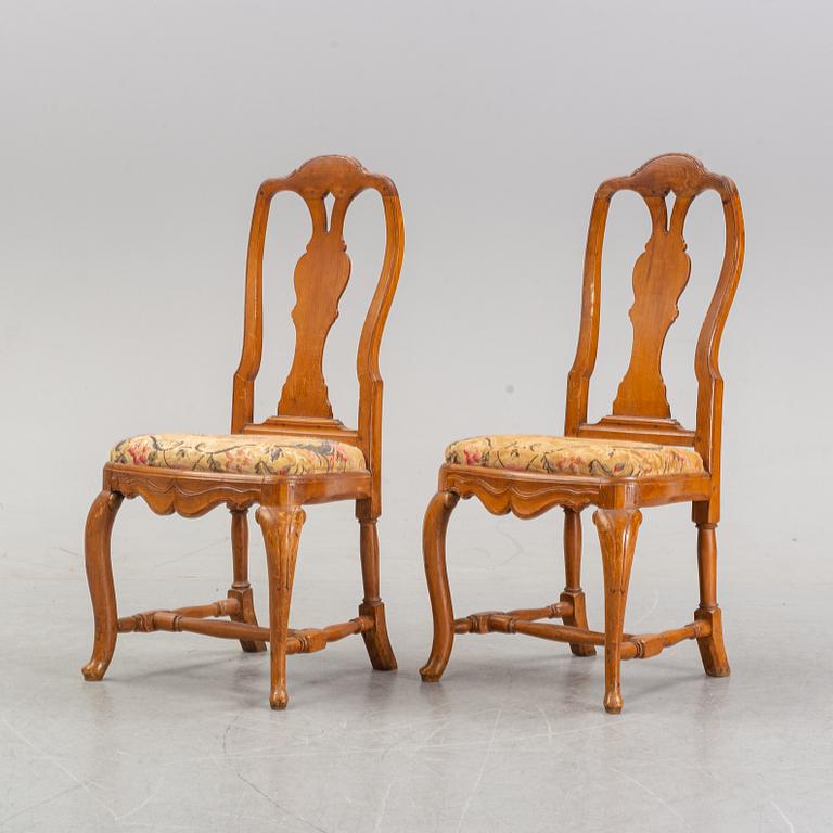 Six chairs, first half the 18th century.