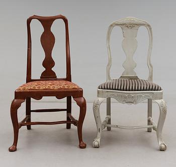 STOLAR, 2 st, senbarock samt senbarockstil, 1700-/1900-tal.