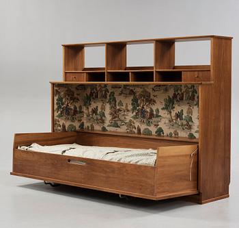 An Otto Schulz white artificial leather and walnut cabinet (with a bed), Boet, Gothenburg 1930-40's.